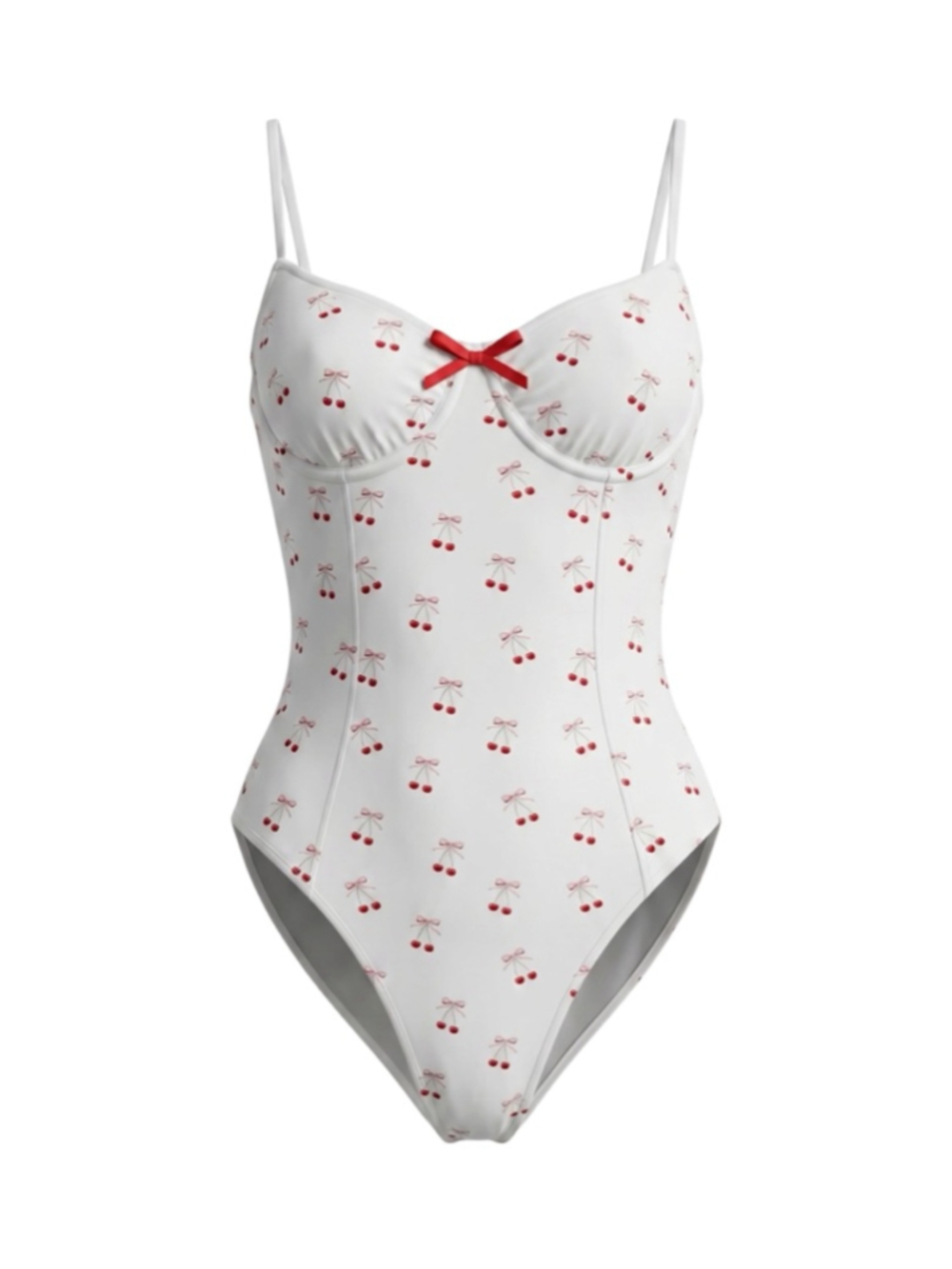 LoveShackFancy Mina Cherry One Piece Swimsuit Veranda Red Underwire NWT Size M